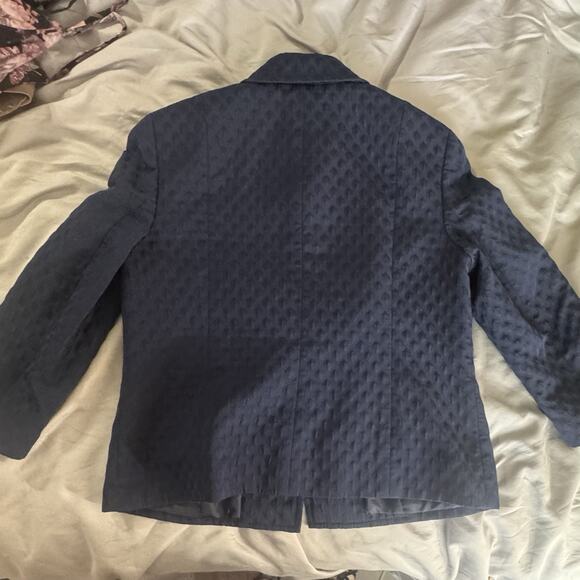 Talbots Quilted Navy Blue Blazer With Button Front And Split Back - Picture 7 of 7